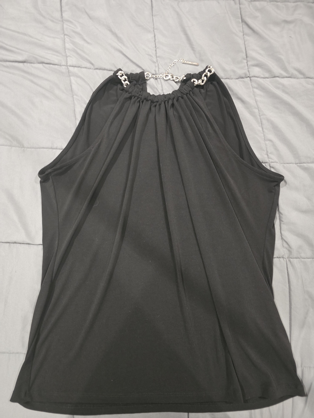 Michael Kors Womens Black Halter Tank Top with Chain Detail